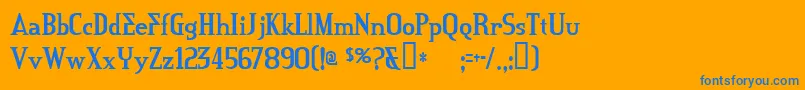 フォントCredit – オレンジの背景に青い文字