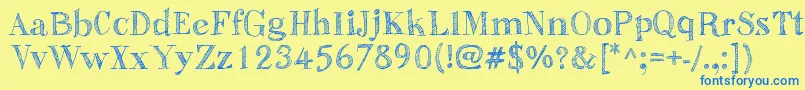 SketchFineSerif Font – Blue Fonts on Yellow Background