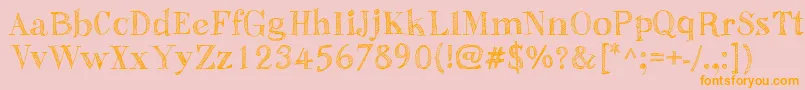 SketchFineSerif-Schriftart – Orangefarbene Schriften auf rosa Hintergrund