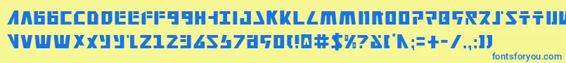 フォントFalconv2c – 青い文字が黄色の背景にあります。