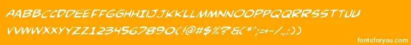 Więcej informacji o czcionce ComicBookCommandoItalic Czcionka ComicBookCommandoItalic – białe czcionki na pomarańczowym tle