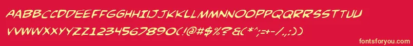 ComicBookCommandoItalic Font – Yellow Fonts on Red Background