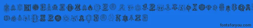 フォントIntellectaMonogramsRandomSamplesEight – 黒い文字の青い背景