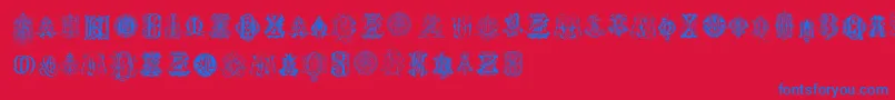fuente IntellectaMonogramsRandomSamplesEight – Fuentes Azules Sobre Fondo Rojo