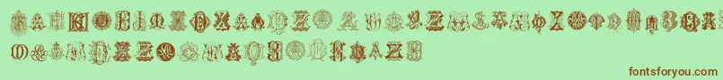 IntellectaMonogramsRandomSamplesEight Font – Brown Fonts on Green Background
