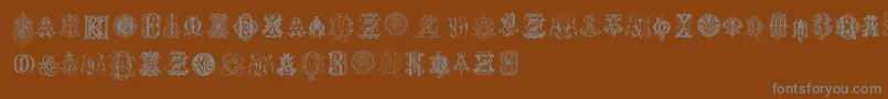 IntellectaMonogramsRandomSamplesEight Font – Gray Fonts on Brown Background