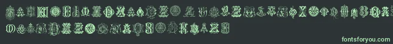IntellectaMonogramsRandomSamplesEight Font – Green Fonts on Black Background