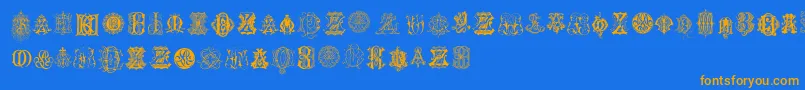 IntellectaMonogramsRandomSamplesEight Font – Orange Fonts on Blue Background