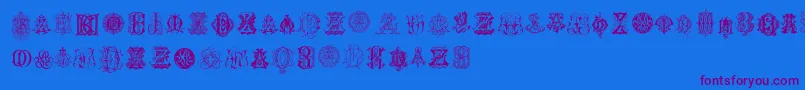 IntellectaMonogramsRandomSamplesEight Font – Purple Fonts on Blue Background