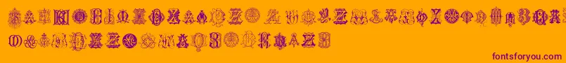 IntellectaMonogramsRandomSamplesEight Font – Purple Fonts on Orange Background