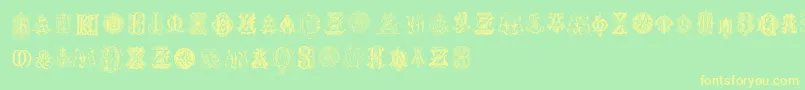 Шрифт IntellectaMonogramsRandomSamplesEight – жёлтые шрифты на зелёном фоне