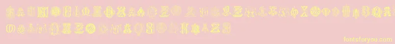 フォントIntellectaMonogramsRandomSamplesEight – 黄色のフォント、ピンクの背景
