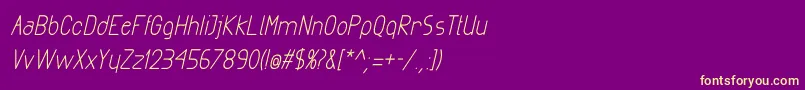 Fonte ExactaBoldItalic – fontes amarelas em um fundo roxo