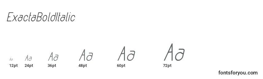 Размеры шрифта ExactaBoldItalic