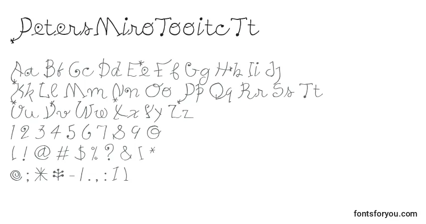 A fonte PetersMiroTooitcTt – alfabeto, números, caracteres especiais