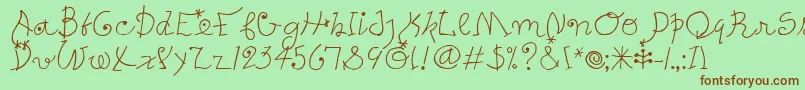 PetersMiroTooitcTt-fontti – ruskeat fontit vihreällä taustalla