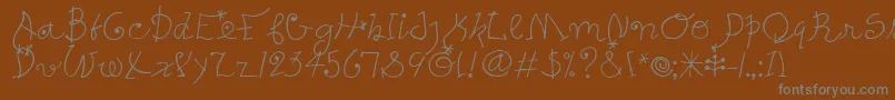 PetersMiroTooitcTt-Schriftart – Graue Schriften auf braunem Hintergrund