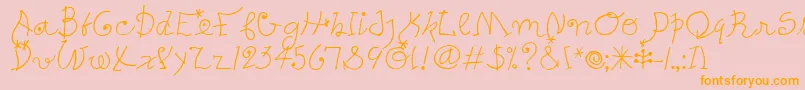 PetersMiroTooitcTt-Schriftart – Orangefarbene Schriften auf rosa Hintergrund