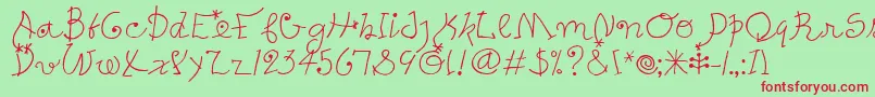PetersMiroTooitcTt-Schriftart – Rote Schriften auf grünem Hintergrund