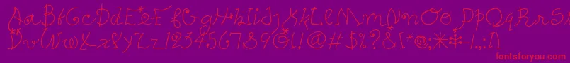 PetersMiroTooitcTt-Schriftart – Rote Schriften auf violettem Hintergrund