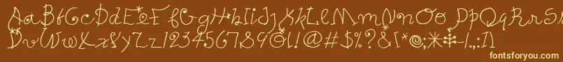 PetersMiroTooitcTt-fontti – keltaiset fontit ruskealla taustalla