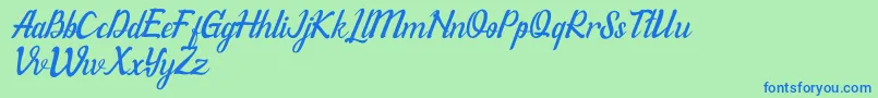 WillonaItalicPu Font – Blue Fonts on Green Background