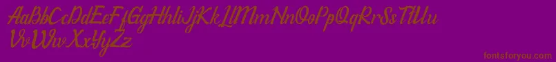 WillonaItalicPu-Schriftart – Braune Schriften auf violettem Hintergrund