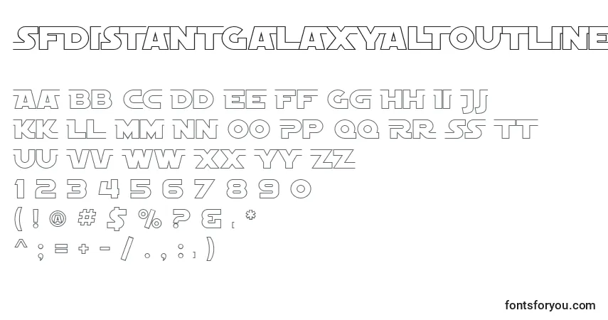Fuente SfDistantGalaxyAltoutline - alfabeto, números, caracteres especiales