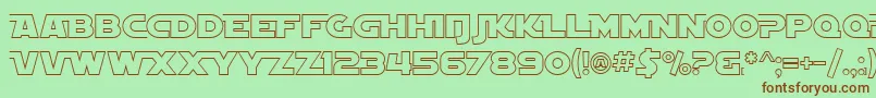 フォントSfDistantGalaxyAltoutline – 緑の背景に茶色のフォント