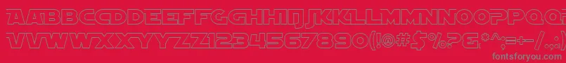フォントSfDistantGalaxyAltoutline – 赤い背景に灰色の文字