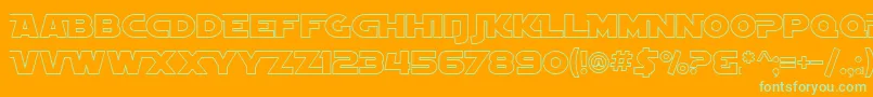 SfDistantGalaxyAltoutline Font – Green Fonts on Orange Background