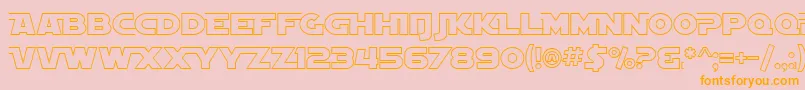 フォントSfDistantGalaxyAltoutline – オレンジの文字がピンクの背景にあります。