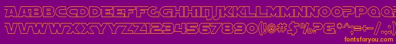 SfDistantGalaxyAltoutline-fontti – oranssit fontit violetilla taustalla