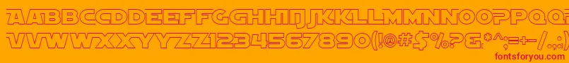 SfDistantGalaxyAltoutline-fontti – punaiset fontit oranssilla taustalla