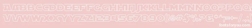 SfDistantGalaxyAltoutline-fontti – valkoiset fontit vaaleanpunaisella taustalla