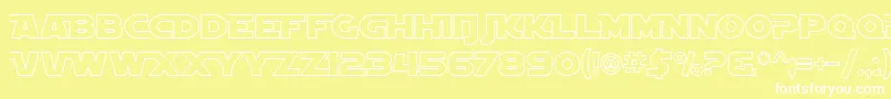 Шрифт SfDistantGalaxyAltoutline – белые шрифты на жёлтом фоне