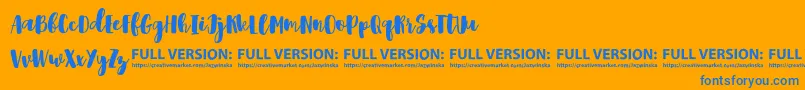 Shrewdy Font – Blue Fonts on Orange Background