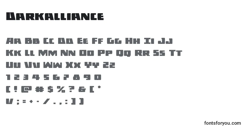 Schriftart Darkalliance – Alphabet, Zahlen, spezielle Symbole