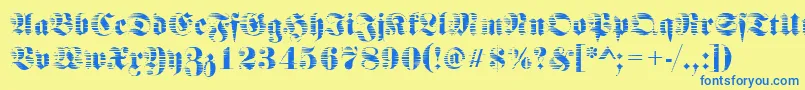 FraktursawmillRegular Font – Blue Fonts on Yellow Background