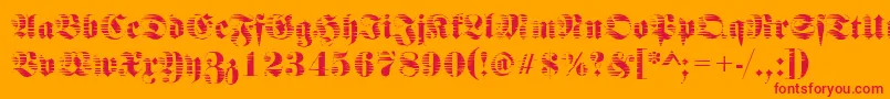 FraktursawmillRegular-Schriftart – Rote Schriften auf orangefarbenem Hintergrund