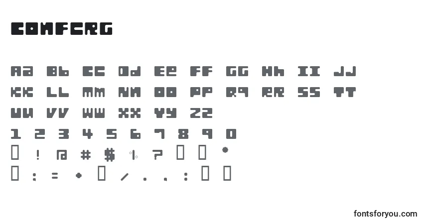 Шрифт Confcrg – алфавит, цифры, специальные символы