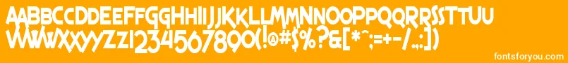 SfEspressoShackCondensedBold-Schriftart – Weiße Schriften auf orangefarbenem Hintergrund