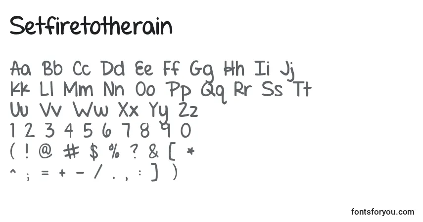 Setfiretotherain Font – alphabet, numbers, special characters