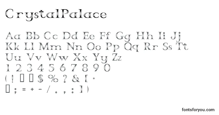 A fonte CrystalPalace – alfabeto, números, caracteres especiais