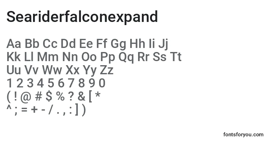 Czcionka Seariderfalconexpand – alfabet, cyfry, specjalne znaki