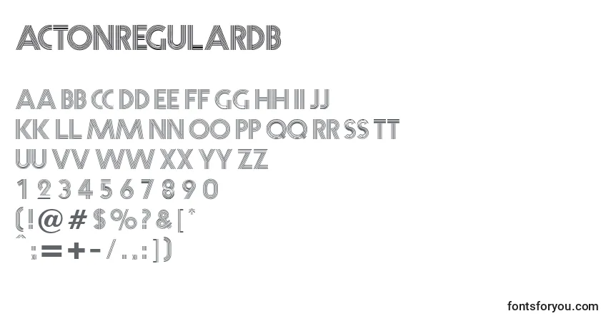 Czcionka ActonRegularDb – alfabet, cyfry, specjalne znaki