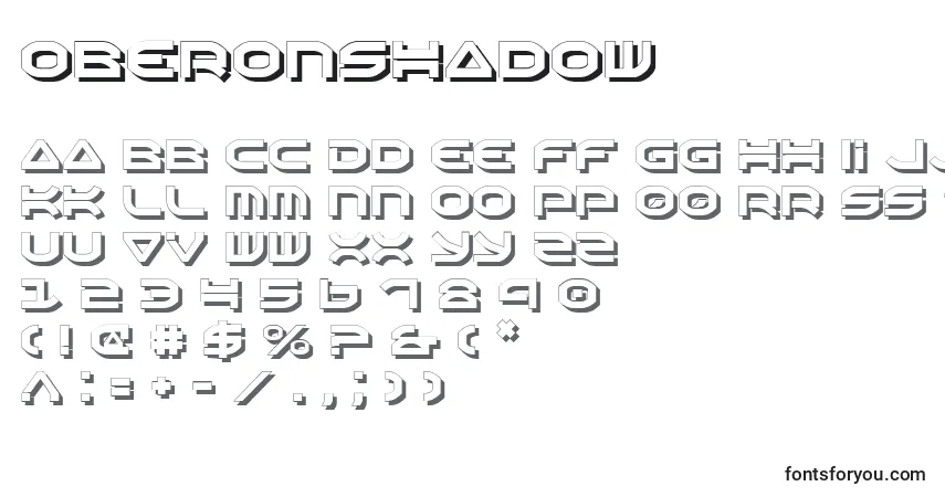 Czcionka OberonShadow – alfabet, cyfry, specjalne znaki