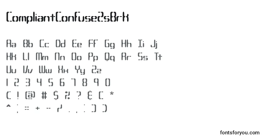 Czcionka CompliantConfuse2sBrk – alfabet, cyfry, specjalne znaki
