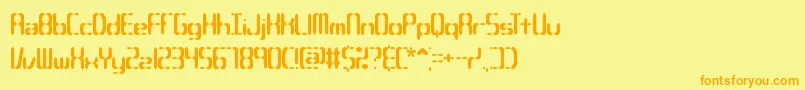 フォントCompliantConfuse2sBrk – オレンジの文字が黄色の背景にあります。