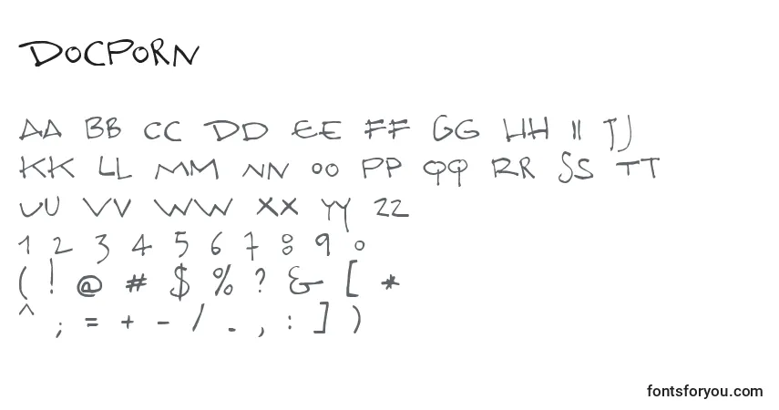 Schriftart DocPorn – Alphabet, Zahlen, spezielle Symbole